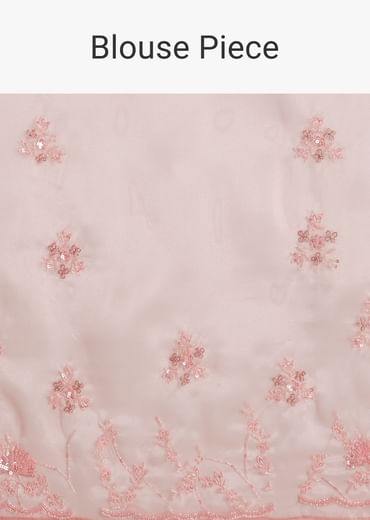 Pink Tissue Saree With Heavy Cutdana And Beads Embroidery
