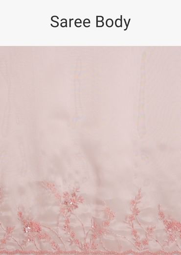 Pink Tissue Saree With Heavy Cutdana And Beads Embroidery