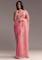 Pink Tissue Saree With Sequins And Floral Border