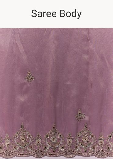Pink Tissue Silk Embroidered Saree with Blouse Fabric