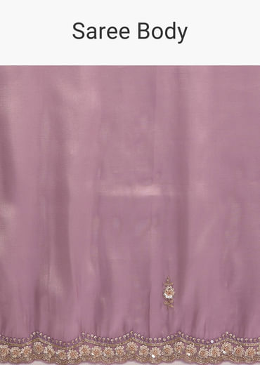 Pink Tissue Silk Saree With Heavy Hand Embroidery