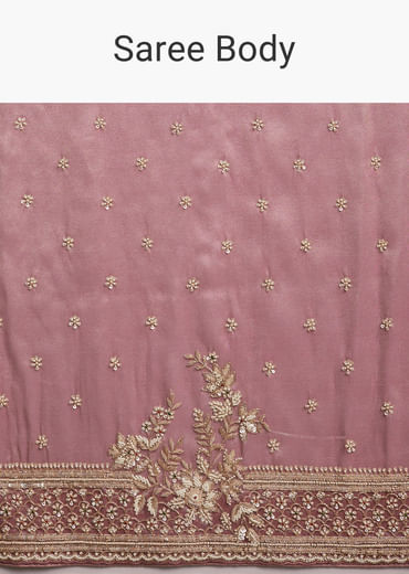 Pink Tissue Silk Saree With Heavy Hand Work