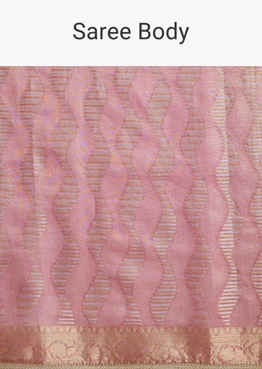 Pink Tissue Silk Woven Saree With Weavy Motif Embroidery
