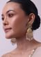 Pink Beaded Kundan Danglers In Gold Finish