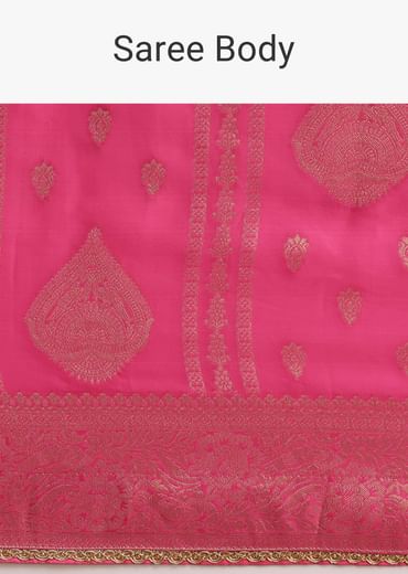 Pink Brocade Zari Weave Saree With Unstitched Blouse