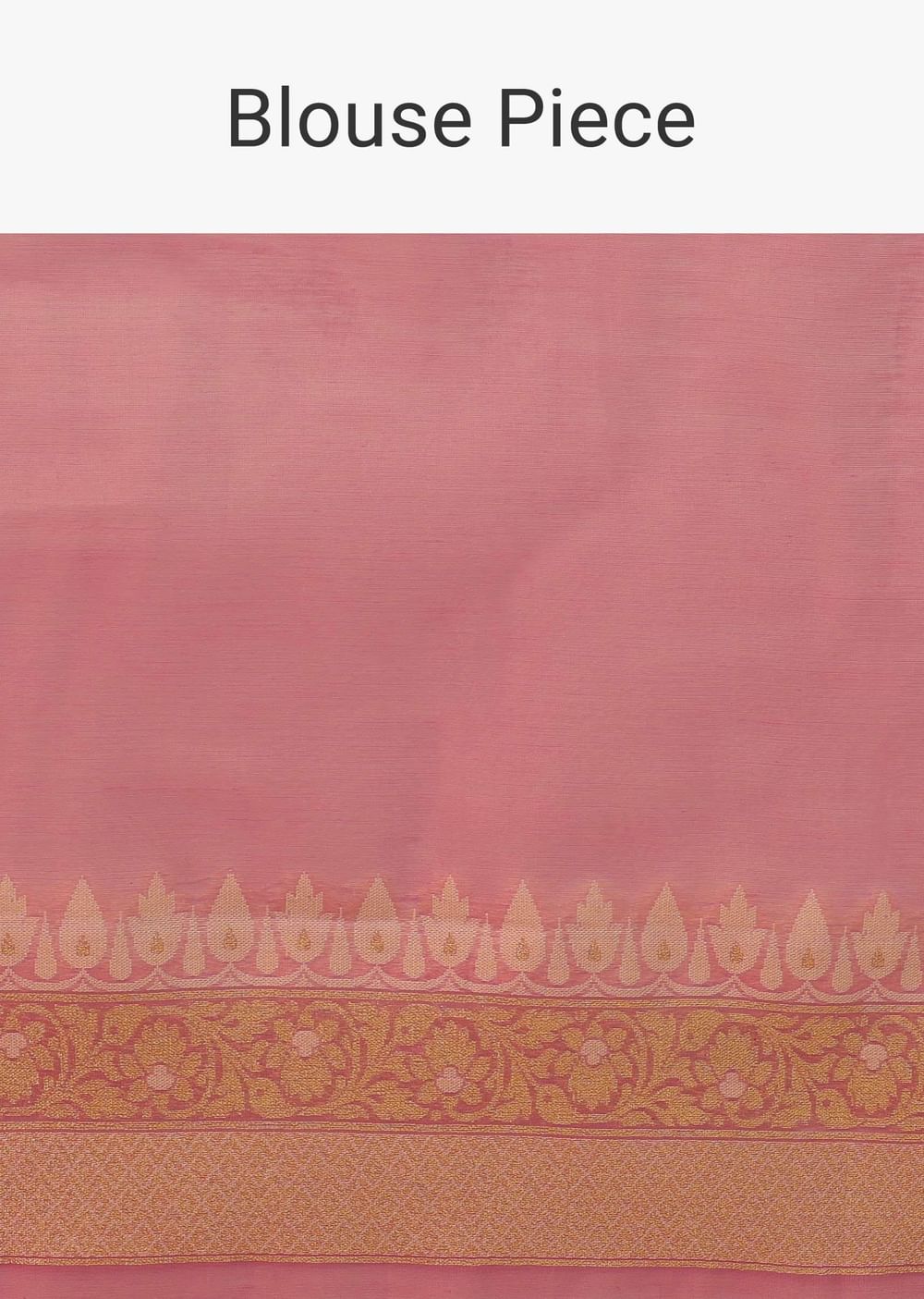 Petal Pink Carnation Saree In Pure Handloom Cotton And Banarasi Chanderi