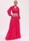 Pink Chiffon Crop Top And Skirt