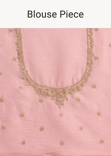 Pink Crushed Silk Saree With Sequin Work