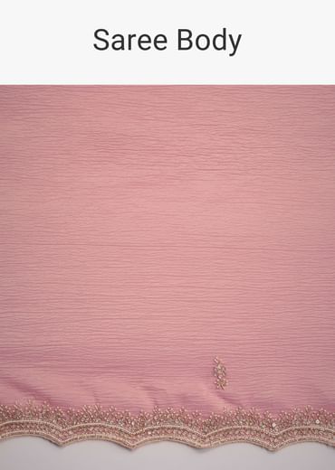 Pink Crushed Tissue Saree With Embroidered Border