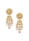 Pink Danglers With Bead Drops And Floral Motif