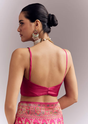 Pink Dola Silk Woven Saree With Delicate Hand Embroidery