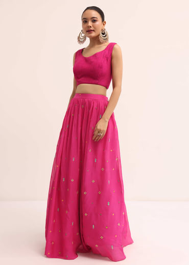 Pink Embroidered Lehenga Set With Jacket