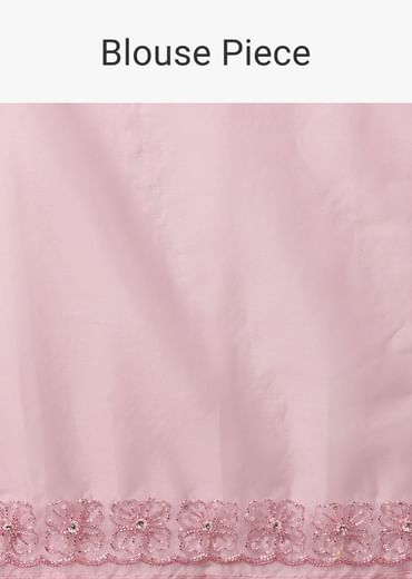 Pink Embroidered Organza Saree With Unstitched Blouse