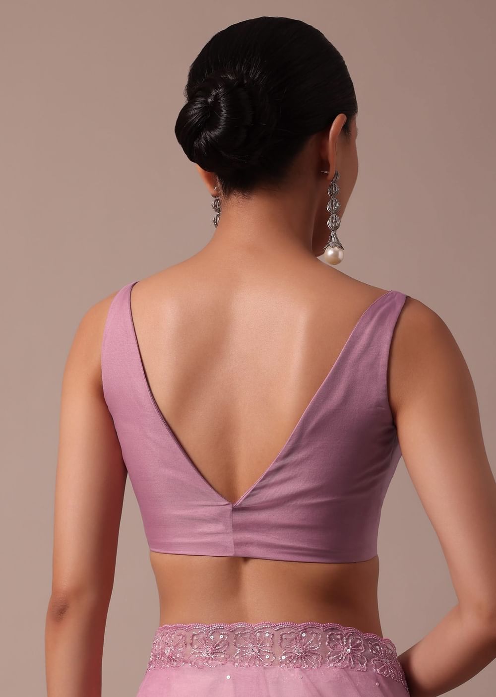Pink Embroidered Organza Saree With Unstitched Blouse