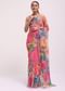 Pink Floral Printed Organza Saree With Unstitched Blouse