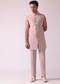 Pink Foil Print Jacquard Indowestern Set
