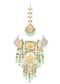 Pink Kundan Choker Set With Green Bead Drops