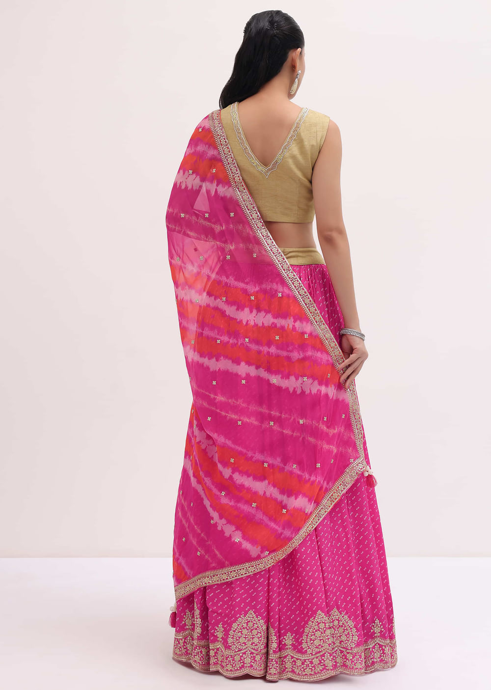 Pink Lehenga With Embroidered Choli And Dupatta