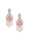 Pink Long Pendant Necklace Set With Mossanite Motif