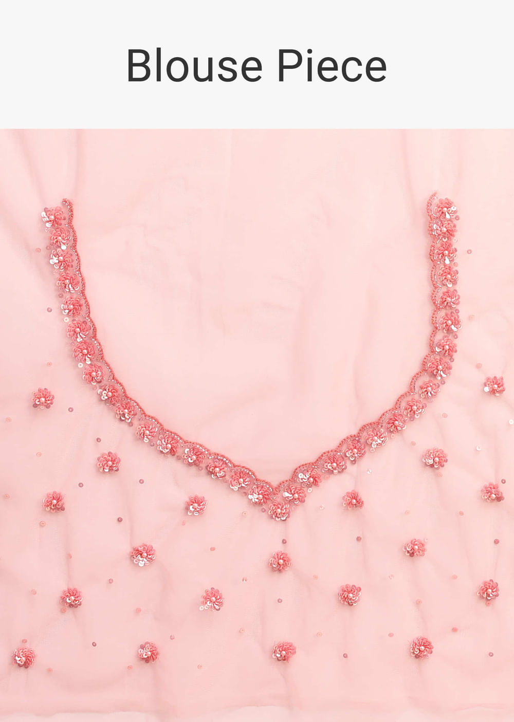 Pink Net Embroidered Saree With Unstitched Blouse