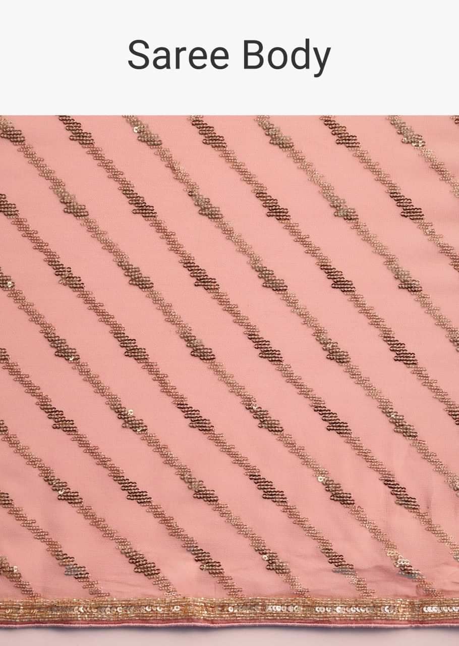 Pink Ombre Georgette Saree In Sequin With Unstitched Blouse