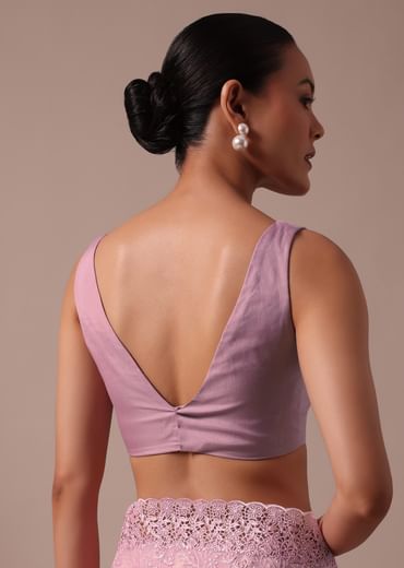 Pink Organza Saree With Unstitched Blouse