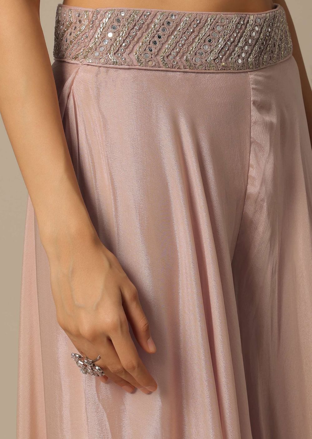 Pink Palazzo Set With Zari Work