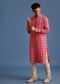 Pink Printed Pashmina Kurta Set For Men