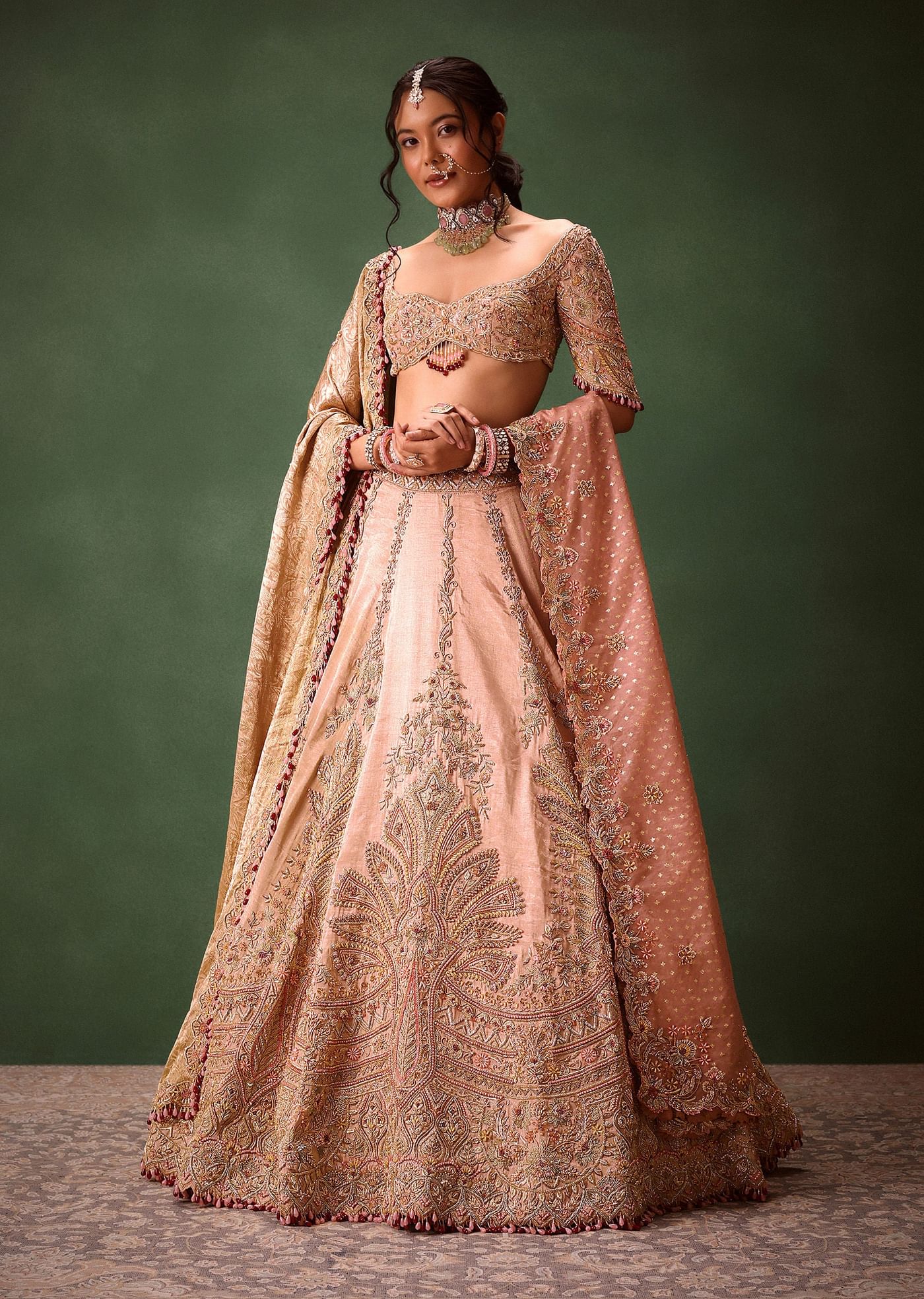 Pink Raw Silk Hand Work Lehenga Choli With Dupatta