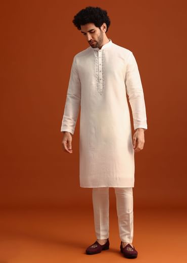 Pink Silk Embroidered Sherwani Set