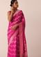 Pink Silk Saree with Zari Zig Zag Detail And Unstitched Blouse Piece
