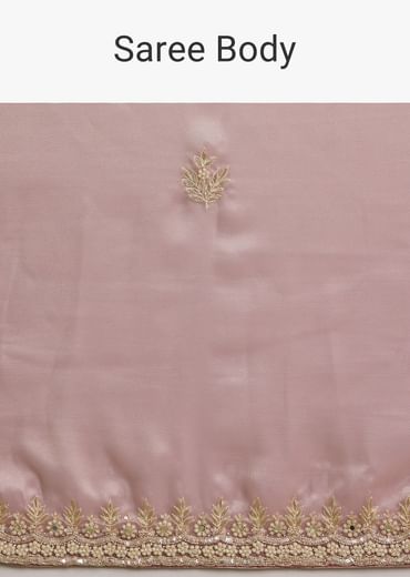 Pink Tissue Saree With Mirror And Sequins Embroidery