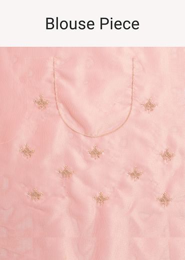 Pink Tissue Silk Embroidered Saree With Embellished Scallop Border