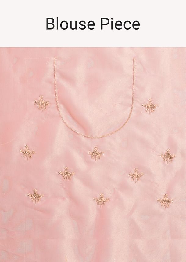 Pink Tissue Silk Embroidered Saree With Embellished Scallop Border