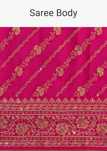 Pink Zardosi Embroidered Saree With Cutdana And Stone Work