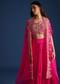 Pink Zardozi Embroidered Jacket With Skirt And Crop Top