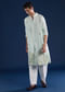 Pista Green Printed Mens Kurta and Pant Set