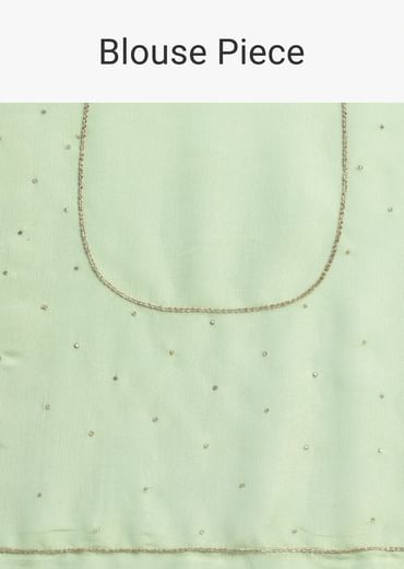 Pista Green Embroidered Georgette Saree With Unstitched Blouse