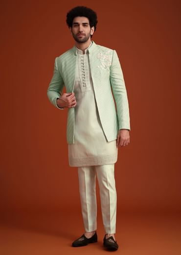 Pista Green Embroidered Jodhpuri Set