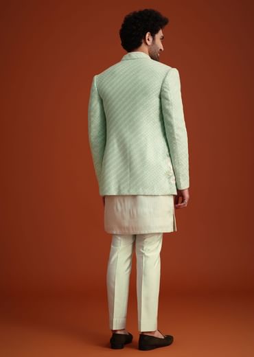 Pista Green Embroidered Jodhpuri Set