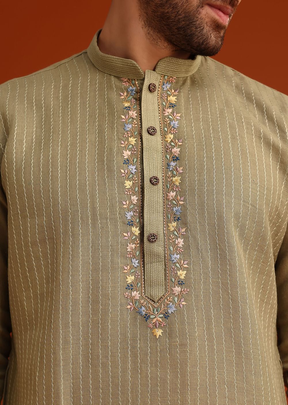 Pista Green Hand Work Kurta And Pant Set