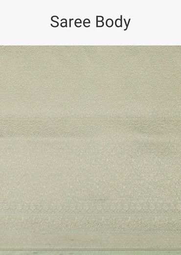 Pista Green Handloom Banarasi Saree In Uppada Silk With Brocade Weave And Unstitched Blouse