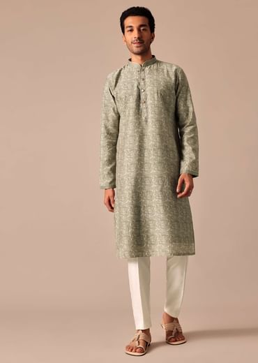 Pista Green Kurta Set In Muslin Silk