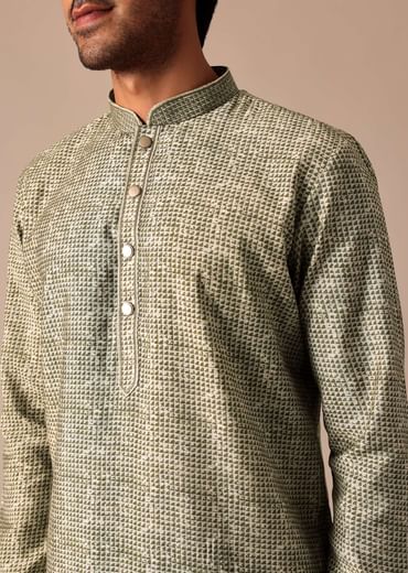 Pista Green Kurta Set In Muslin Silk