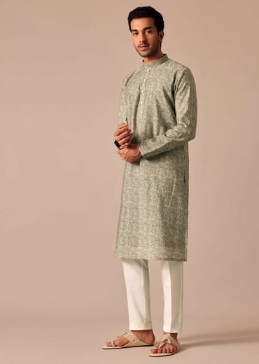 Pista Green Kurta Set In Muslin Silk