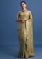 Pista Green Tissue Saree With Gota Patti And Zari Work And Lehriya Blouse