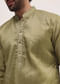 Pista Green Tussar Kurta Pyjama For Men