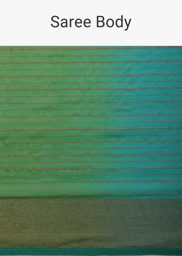 Poison Green Woven Ombre Saree In Organza