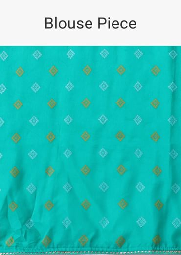 Poison Green Woven Ombre Saree In Organza