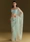 Powder Blue Tissue Embroidered Saree With Scallop Border